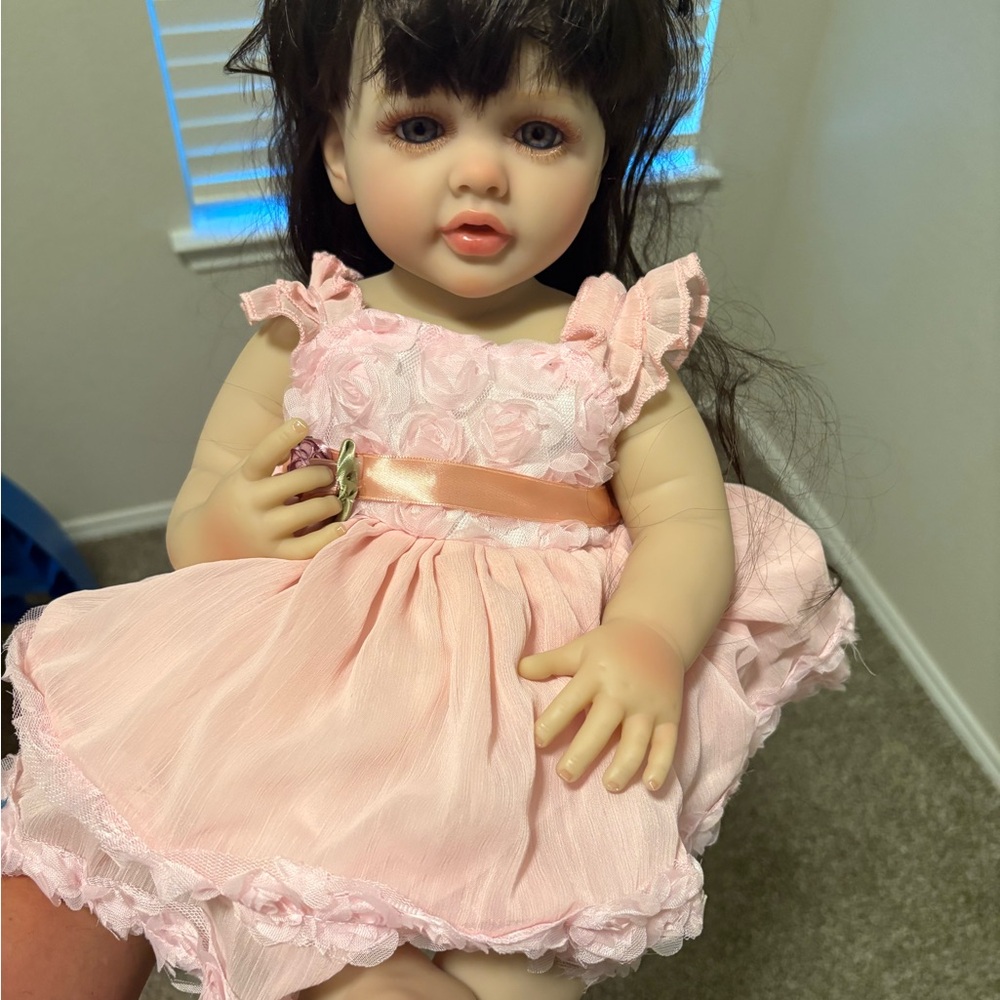 Pink Lace Doll with Ruffle Dress